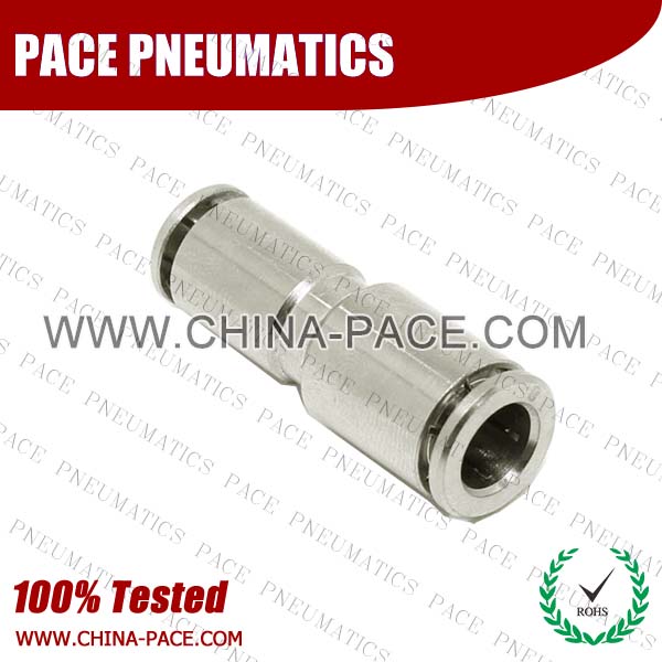 Camozzi Nickel Plated Brass Reducer Straight Push In Air Fittings, All Metal Push To Connect Fittings, All Brass Push In Fittings, Camozzi Type Brass Pneumatic Fittings